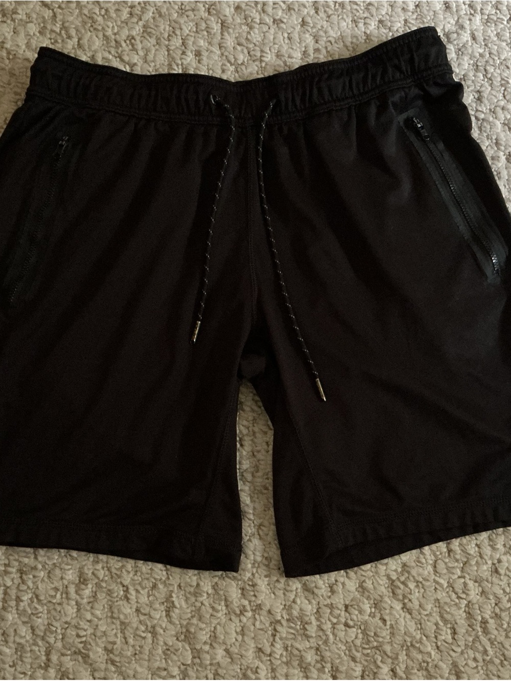 American Eagle Outfitters Black Athletic Drawstring Shorts with Zipper Pockets